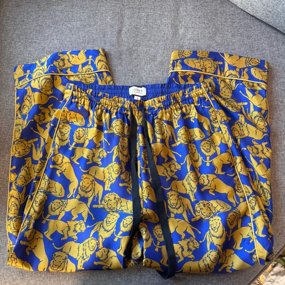 J. Crew Collection Silk Twill Relaxed Pants in Sleepy Lions Print - Picture 5 of 8